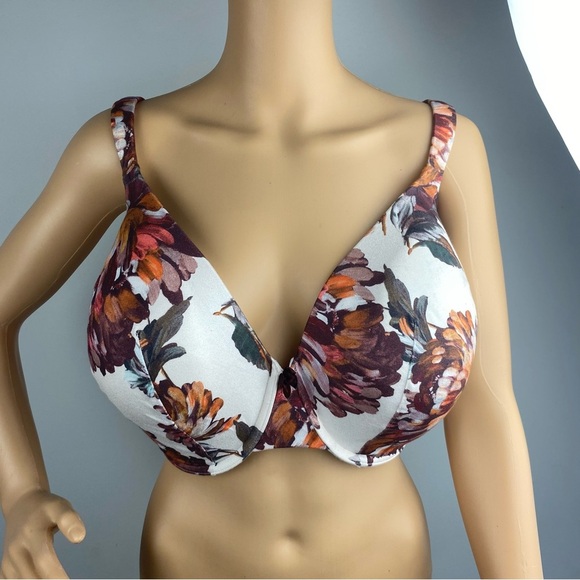Cacique 44DDD Intuition Full Coverage Floral Bra Underwire Padded - Picture 1 of 5